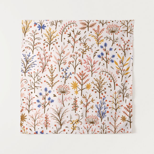 Tenture Automne Floral Motif sans couture. Doodle Plante,  (Devant)