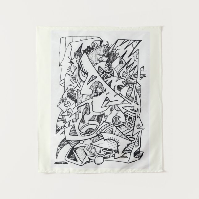 Tenture Autres plans de ici, dessin à encre, (Devant)