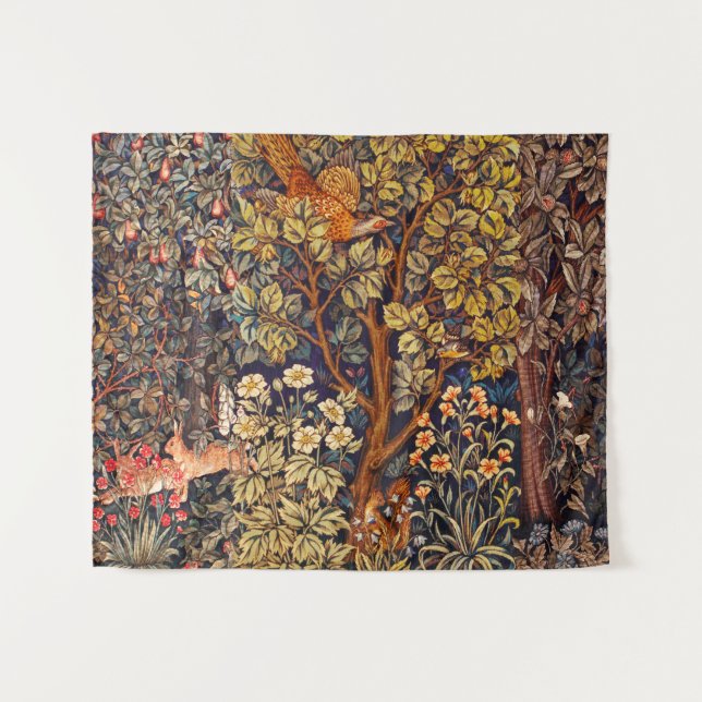 Tenture AUTUMN FOREST ANIMALS Haricots, faisan, Brown Flor (Devant (Horizontal))