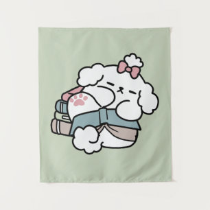 Tenture Avant le coucher avec ma chienne - Livre et Amoure