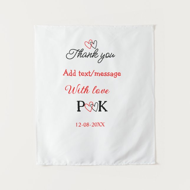 Tenture Avec amour ajouter lettre de nom de couple merci a (Devant)