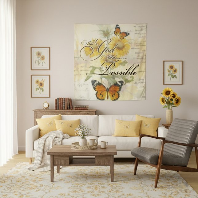 Tenture Avec Dieu tournesols et papillon   (Créateur téléchargé)
