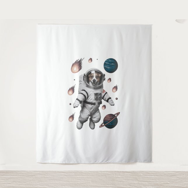 Tenture Aventure Spatiale Avec Un Astronaute Chien (Devant)