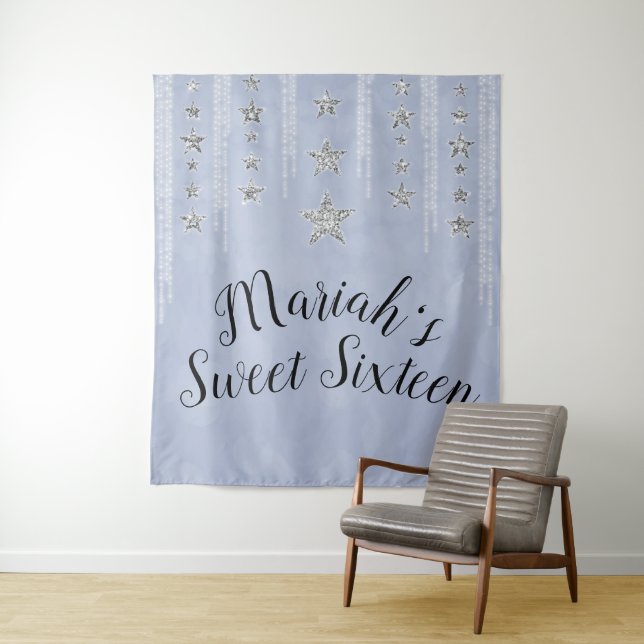 Tenture Baby Blue & Silver Parties scintillant Stars Sweet (En situation)