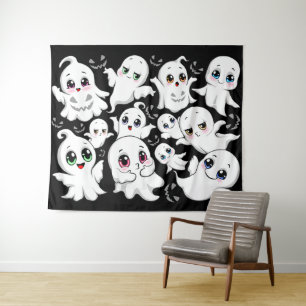 Tenture Baby Ghosts Éffrayant mignon Halloween humeur