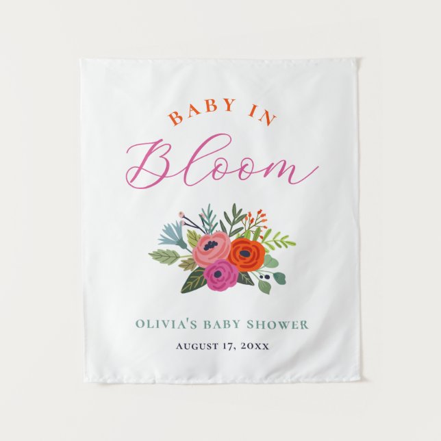 Tenture Baby in Bloom Bright Floral Baby shower Welcome (Devant)