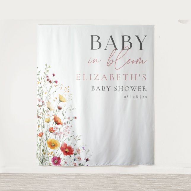 Tenture Baby In Bloom Fleur sauvage Baby shower fond (Devant)