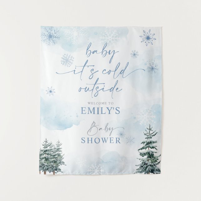 Tenture Baby It's Cold Outside Baby shower Backdrop (Devant)