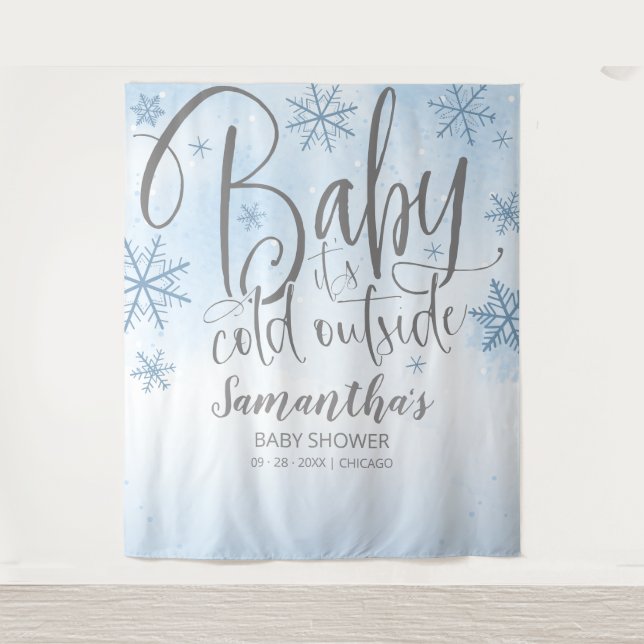 Tenture Baby It's Cold Outside Boy Baby shower Backdrop (Devant)