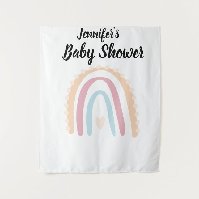 Tenture Baby shower arc-en-ciel rustique Boho élégant (Devant)