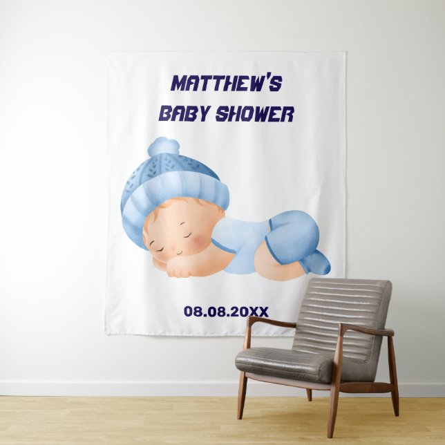 Tenture Baby shower bleu, Baby Boy Party Contexte (En situation)