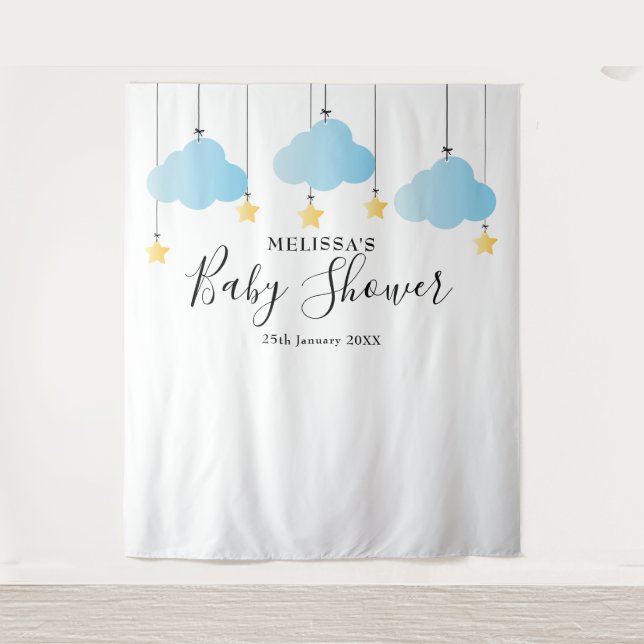 Tenture Baby shower Blue Booth Photo Booth Backdrop (Devant)