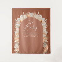 Baby shower bohème en terre cuite et herbe de la p