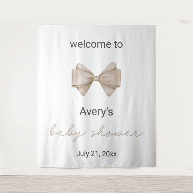 Tenture Baby shower Bow beige (Devant)