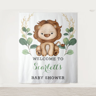 Tenture Baby shower Boy Lion Gold de verdure simple Bienve