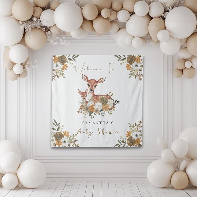 Tenture Baby shower Cerf Bois Rustique (Créateur téléchargé)