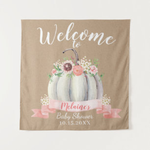 Tenture Baby shower Citrouille blanc Automne Bienvenue