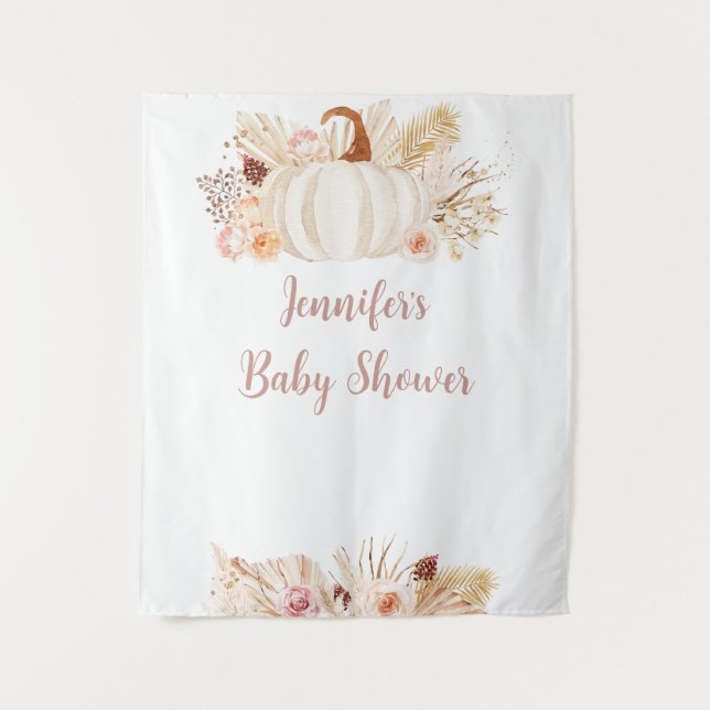 Tenture Baby shower Citrouille Boho Automne (Devant)