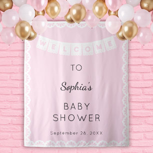 Tenture Baby shower d'accueil rose Cielito Lindo