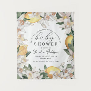 Tenture Baby shower d'aquarelle florale Citrus Lemon