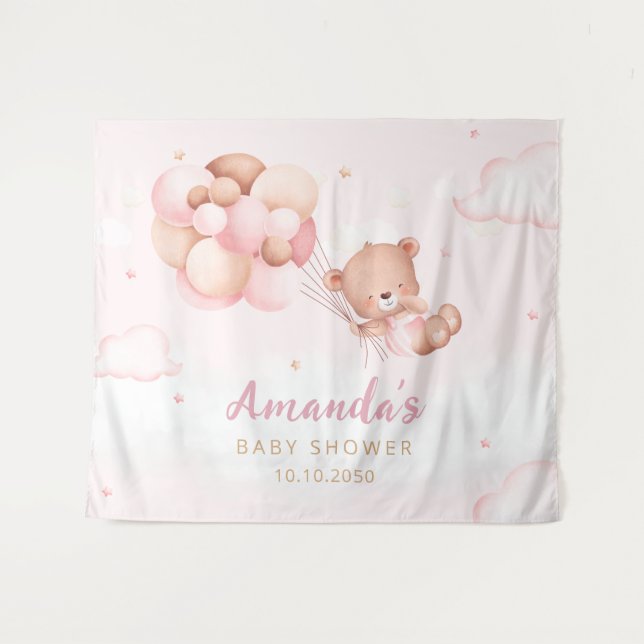 Tenture Baby shower d'attente rapide de l'ours en peluche  (Devant (Horizontal))