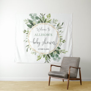 Tenture baby shower de couronne d'or vert