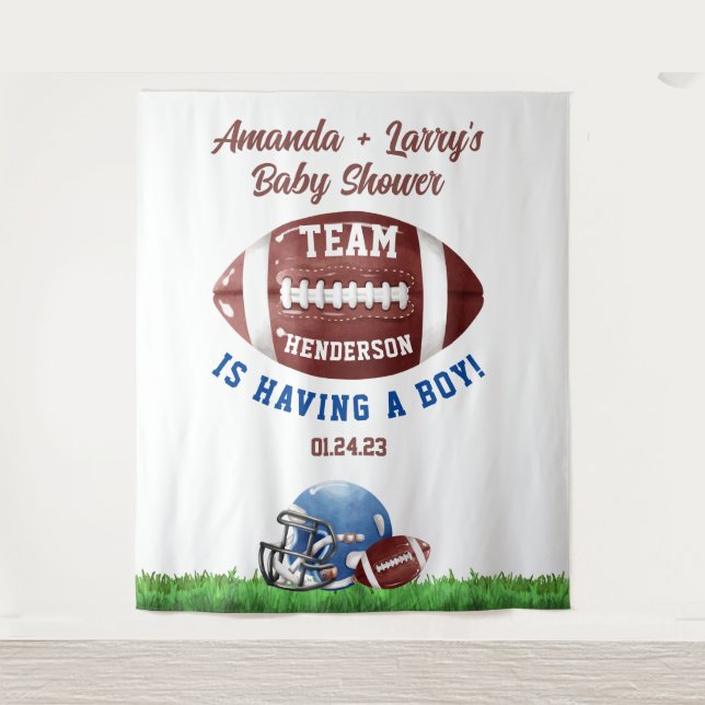 Tenture Baby shower de football (Devant)