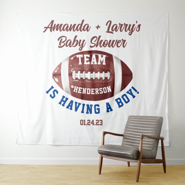 Tenture Baby shower de football (En situation (horizontale))