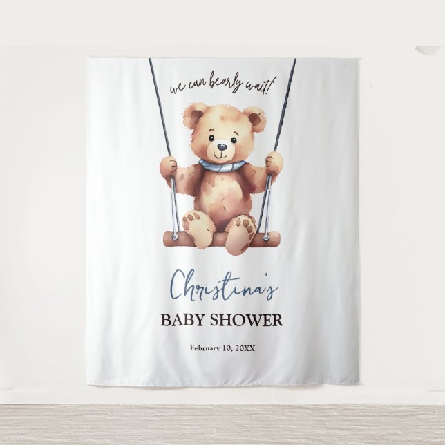 Tenture Baby shower de garçon Teddy Bear Backdrop (Devant)