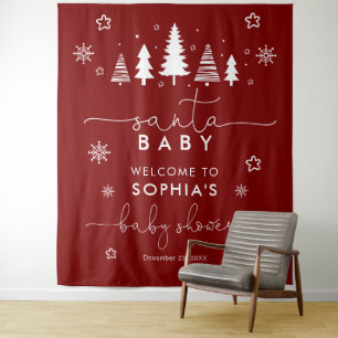 Tenture Baby shower de Noël minimaliste rouge