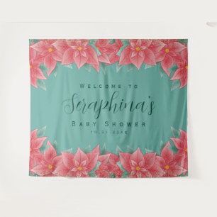 Tenture Baby shower de Noël Poinsettia Contexte