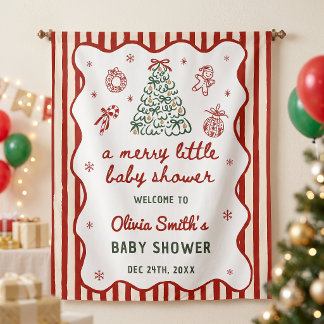 Tenture Baby Shower de Noël Red Stripe