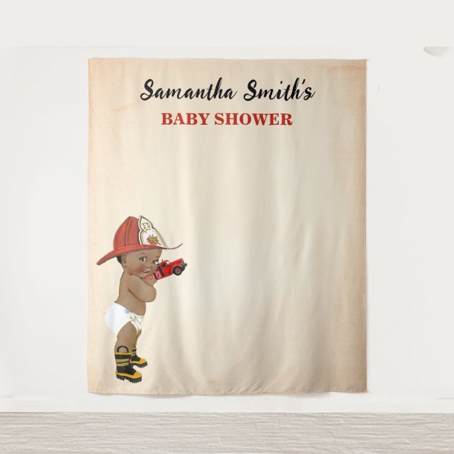 Tenture Baby shower de pompier Little AA Baby Firefighter  (Devant)