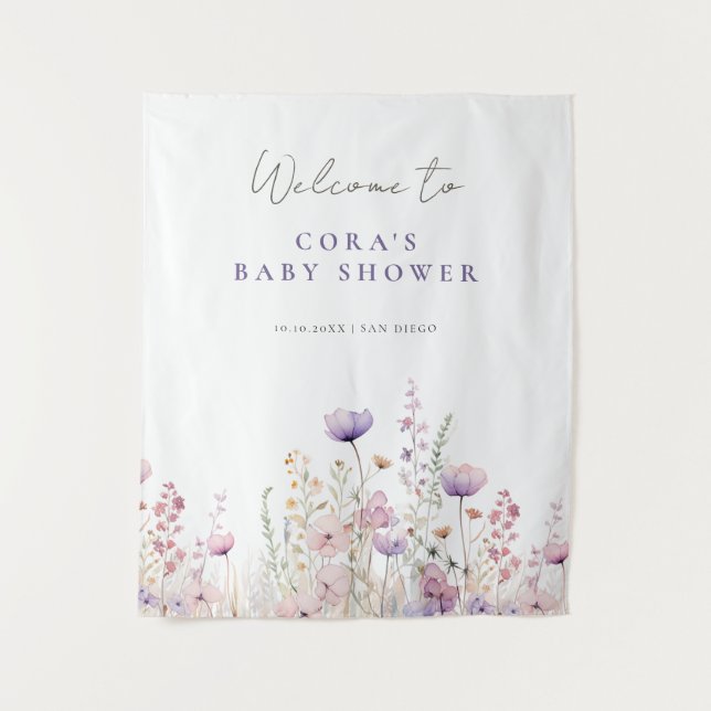 Tenture Baby shower de terrain Fleur sauvage de prairie (Devant)