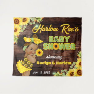 Tenture Baby shower de tournesol jaune rustique bébé fille