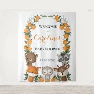 Tenture Baby shower d'été Woodland Orange Citrus Bienvenue