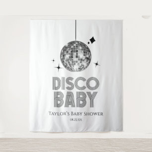 Tenture Baby shower Disco Ball 'Disco Baby' en argent
