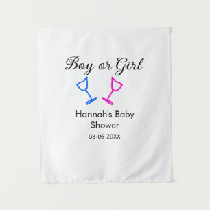 Tenture Baby shower fille ou garçon rose bleu verre nom da