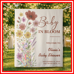 Tenture Baby shower Fleur sauvage Baby in Bloom Backdrop