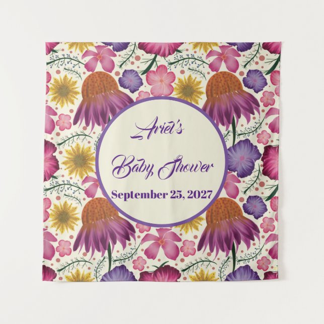 Tenture Baby shower Fleur sauvage envoûtant (Devant)