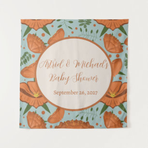Tenture Baby shower fleur sauvage Orange Poppy