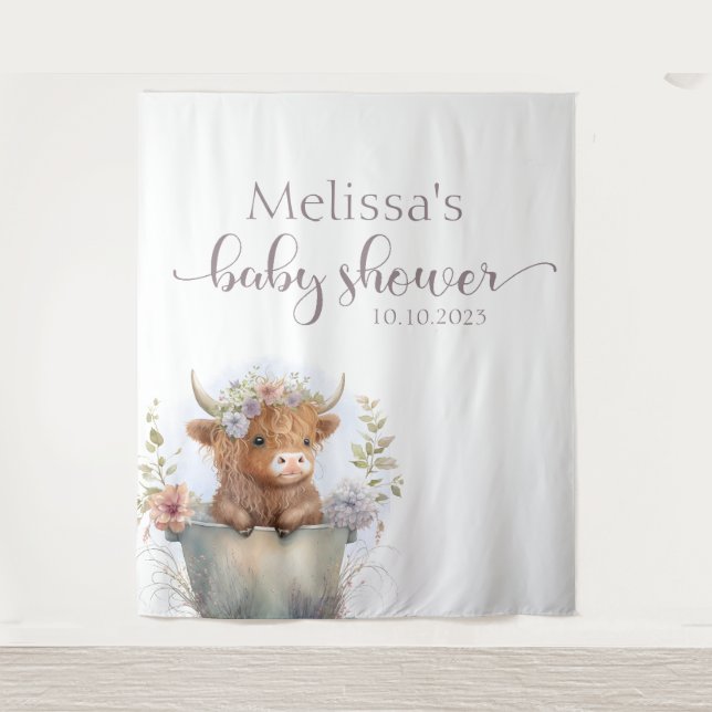 Tenture Baby shower floral haute vache Contexte (Devant)