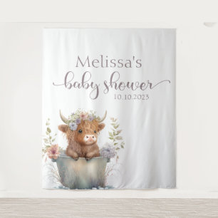 Tenture Baby shower floral haute vache Contexte