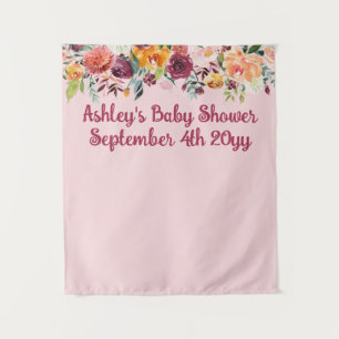 Tenture Baby shower floral rose vif - Arrière-plan