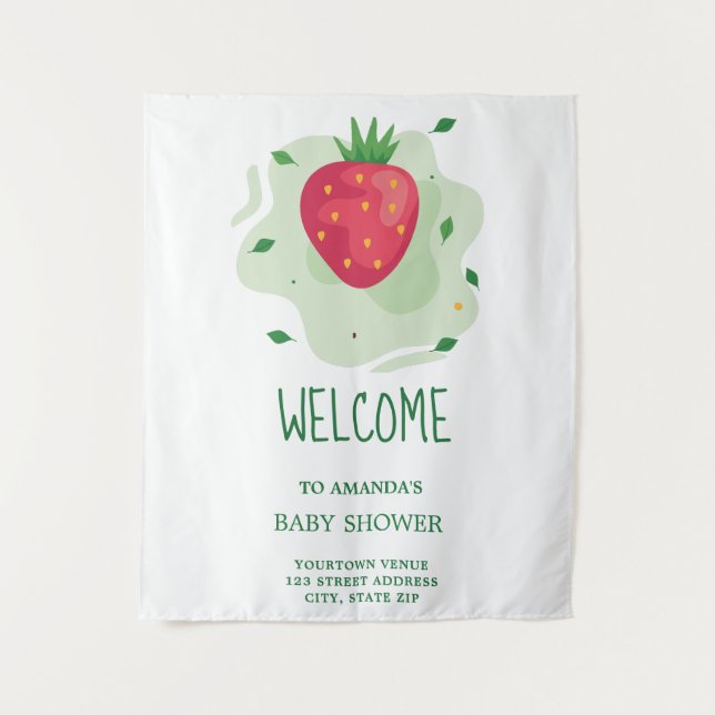Tenture Baby Shower Fruit Rouge Vert Fraise (Devant)