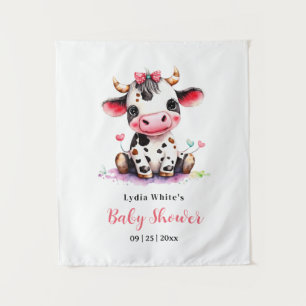Tenture Baby-Shower Minimaliste Fille thème Vache Sacrée