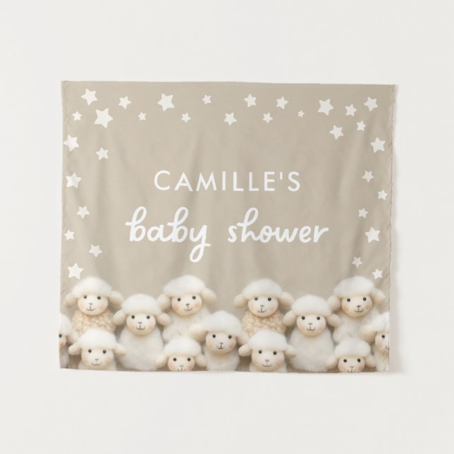 Tenture Baby Shower Mixte Mouton (Devant (Horizontal))