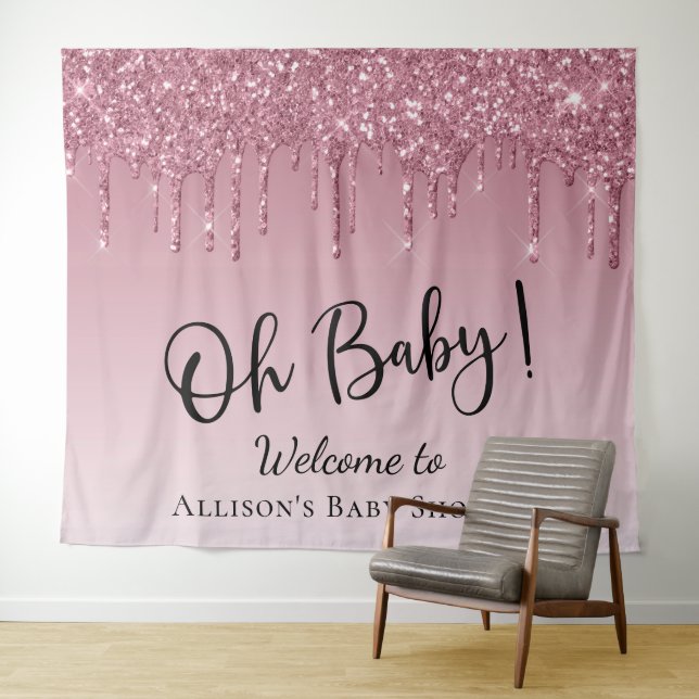 Tenture Baby shower Parties scintillant rose Accueil Photo (En situation (horizontale))