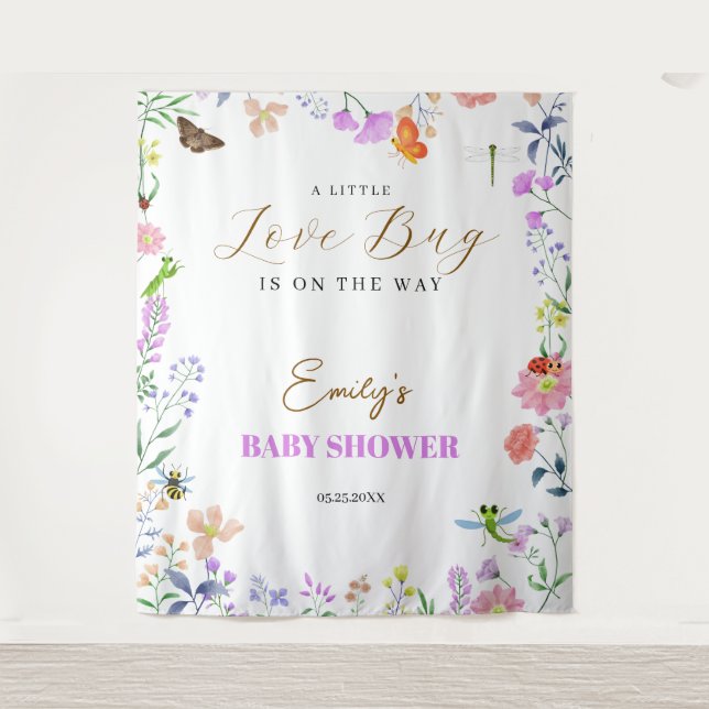Tenture Baby Shower Petit Insecte de l'Amour (Devant)