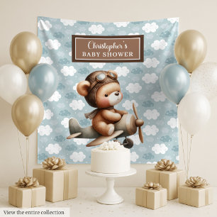 Tenture Baby shower pilote d'ours en peluche adorable